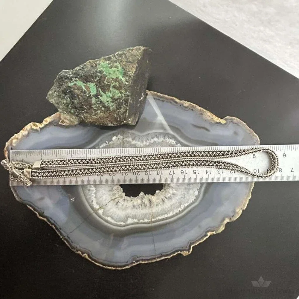 Vintage Silver Woven Chain Decorated Toggle Clasp 17